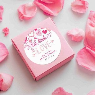 "Issen, Trinken & Lieben" Valentinstag-Bridal-Show Runder Aufkleber