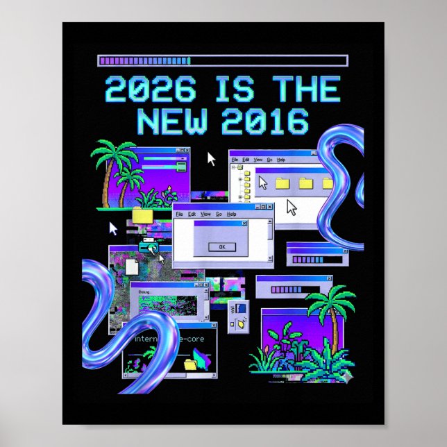 Ist 2016 Vaporwave Pixel Computer Ästhetik Poster (Vorne)