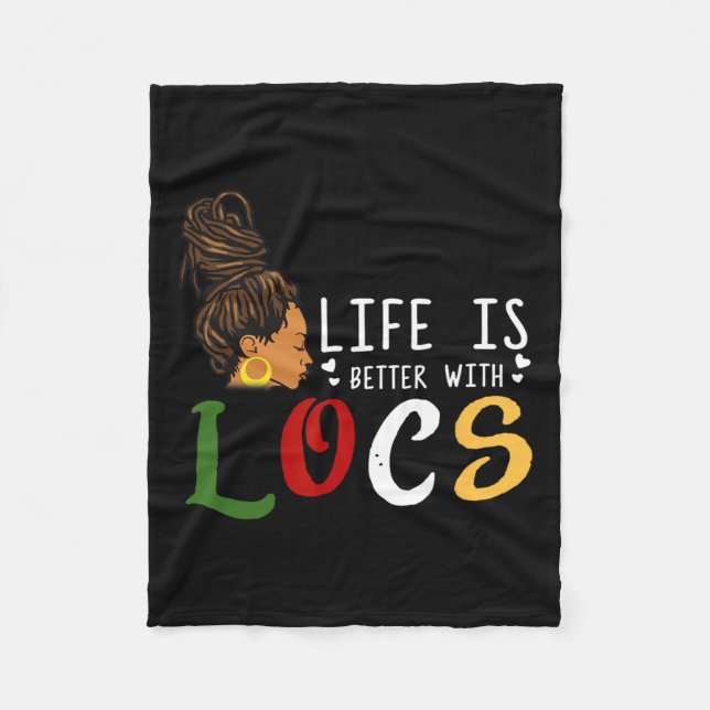 Ist besser mit Loc'd's Girl Dreadlocks Black Women Fleecedecke (Vorderseite)