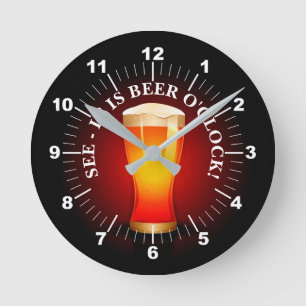 Ist Bier O'Clock Time Drink Bier Drinker Funny  Runde Wanduhr