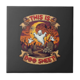Ist Boo Sheet Halloween Geist Friedhof Kürbisse_1 Fliese