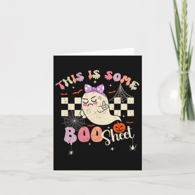 Ist Boo Sheet Niedlich Ghost Retro Halloween Kostü Karte (Vorderseite)