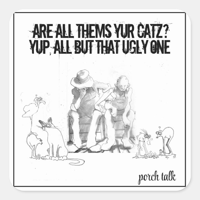 Ist das alles dein Katz? zeichnend quadratischer A Aufkleber (Vorderseite)