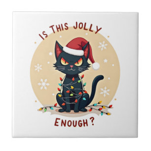Ist das lustig genug Schwarze Katze Weihnachtsbaum Fliese