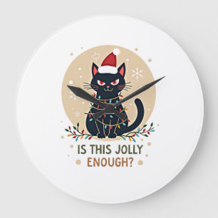 Ist das lustig genug Schwarze Katze Weihnachtsbaum Große Wanduhr