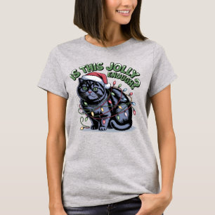 Ist das lustig genug Schwarze Katzen-Santa-Mütze T-Shirt