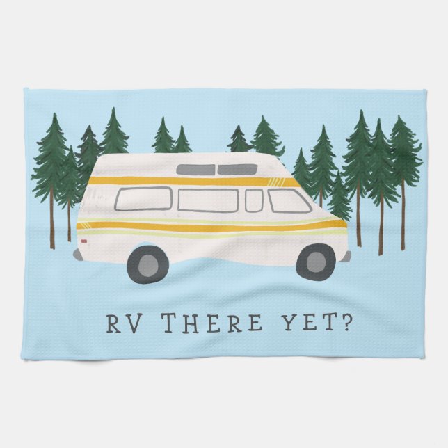 IST DER WAGEN DA? Wohnmobil Camping RVing Bäume Wa Geschirrtuch (Horizontal)