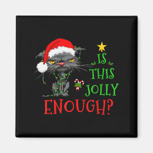 Ist diese Katze fröhlich genug Weihnachtslichter L Magnet