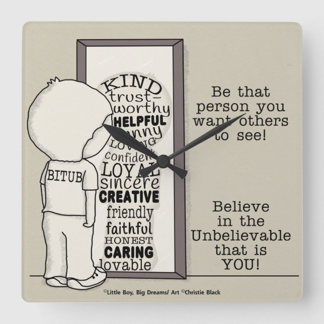 Ist diese Person Quadratische Wanduhr (Vorderseite)