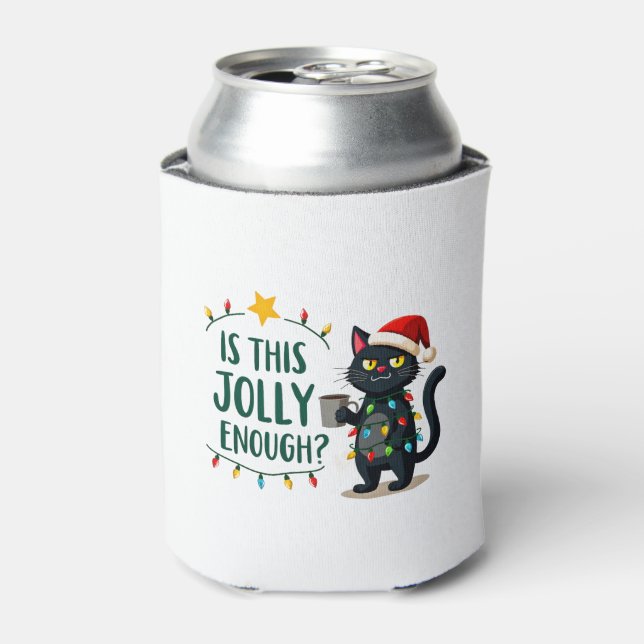 Ist dieser Jolly genug schwarze Katze frohe Weihna Dosenkühler (Kanne Vorderseite)