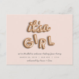 IST ein Mädchen! Rose Gold/PINK Postkarte. Ankündigungspostkarte