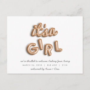 IST ein Mädchen! Rose Gold Postkarte. Ankündigungspostkarte