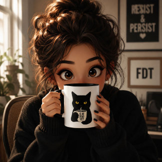 Ist er schon tot? Schwarze Katzen-Tasse | Lustige Tasse