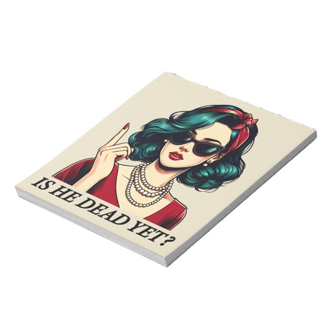 Ist er tot, doch lustig Sprichwort Dunkler Spaß Vi Notizblock (Rotiert)