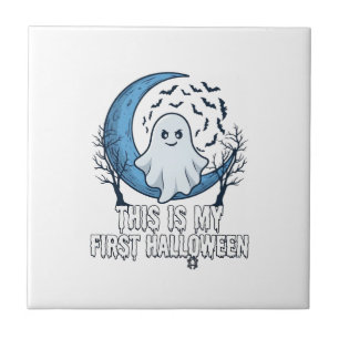 Ist erster Halloween-Geist Halbmond Fledermäuse_1 Fliese