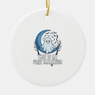 Ist erster Halloween-Geist Halbmond Fledermäuse_1 Keramik Ornament