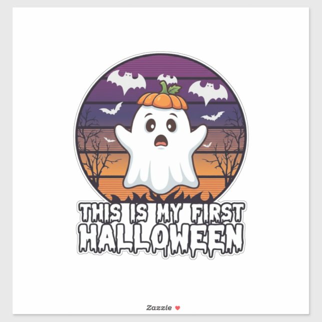 Ist Erster Halloween-Geist-Kürbiskappe Fledermäuse Aufkleber (Blatt)