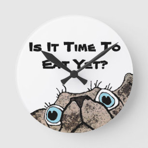 Ist es Zeit, schon zu essen? Hundeuhr Runde Wanduhr