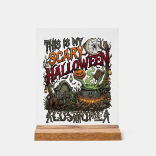 Ist Gruseliges Halloween-Kostüm Kessel Kürbis Katz Acrylschild