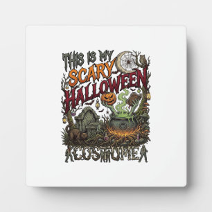 Ist Gruseliges Halloween-Kostüm Kessel Kürbis Katz Fotoplatte