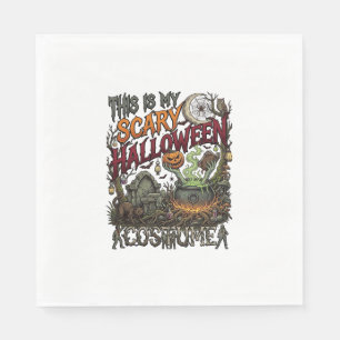 Ist Gruseliges Halloween-Kostüm Kessel Kürbis Katz Serviette
