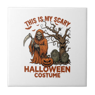 Ist Gruseliges Halloween-Kostüm Orange Reaper Kürb Fliese
