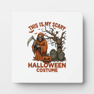 Ist Gruseliges Halloween-Kostüm Orange Reaper Kürb Fotoplatte