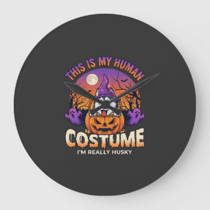 Ist menschliche Kostüm Husky-Kürbis Halloween-Geis Große Wanduhr