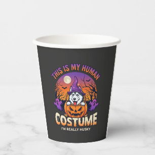 Ist menschliche Kostüm-Husky-Kürbis-Halloween-Geis Pappbecher