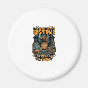 Ist menschliches Kostüm-Pug-Halloween-Kürbis-Grabs Magnet