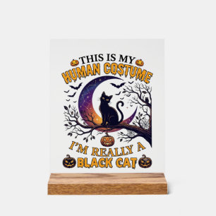 Ist menschliches Kostüm schwarze Katze Halloween M Acrylschild