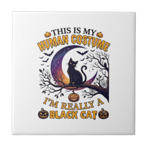 Ist menschliches Kostüm schwarze Katze Halloween M Fliese
