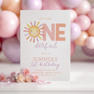 Ist sie nicht wunderbar Sun Girl 1. Geburtstag Einladung