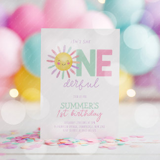 Ist sie nicht wunderbar Sun Girls 1. Geburtstag Einladung