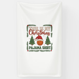 Ist Weihnachten Pyjama Basketball Santa Hut Bäume Banner