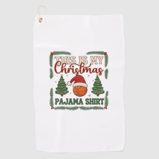 Ist Weihnachten Pyjama Basketball Santa Hut Bäume Golfhandtuch