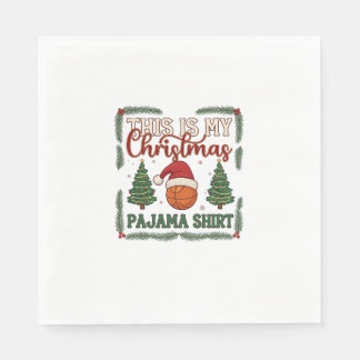 Ist Weihnachten Pyjama Basketball Santa Hut Bäume Serviette