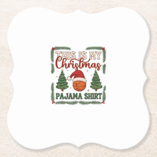 Ist Weihnachten Pyjama Basketball Santa Hut Bäume Untersetzer