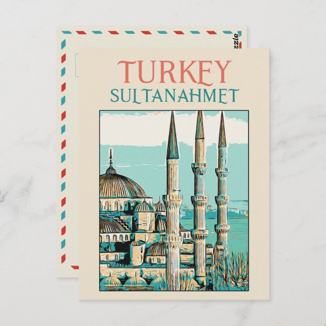 Istambul Blue Mosque Abbildung Türkei Postkarte (Vorne/Hinten)