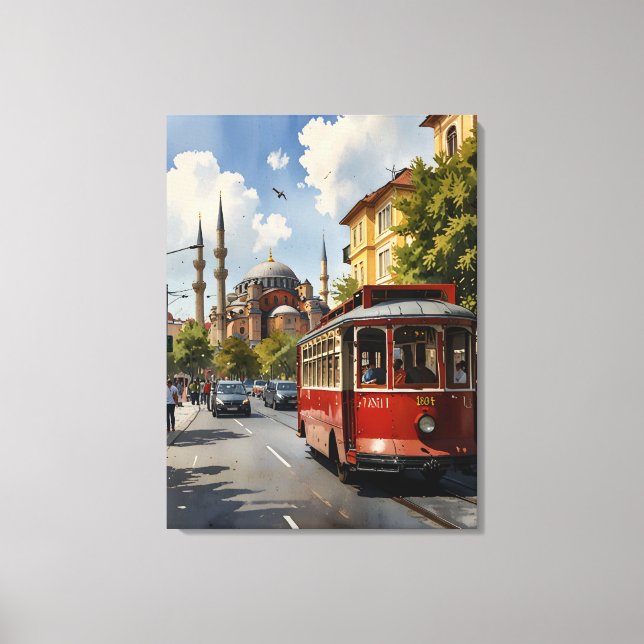 Istanbul Aquarellkunst Leinwanddruck (Vorderseite)
