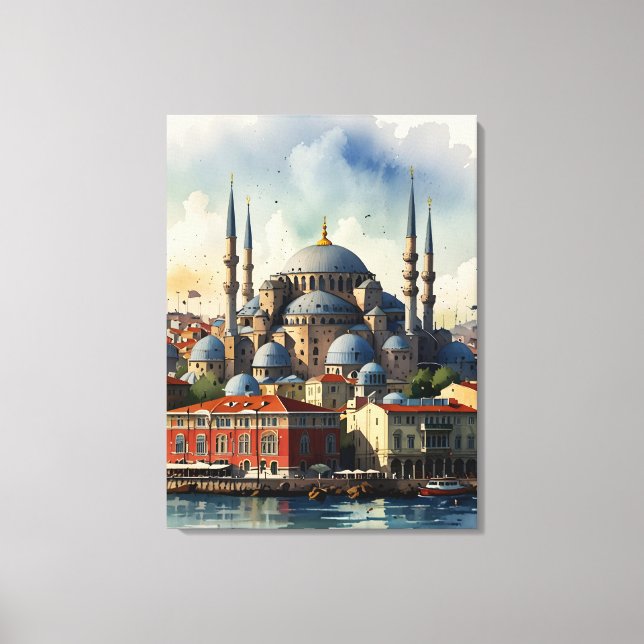 Istanbul Aquarellkunst Leinwanddruck (Vorderseite)