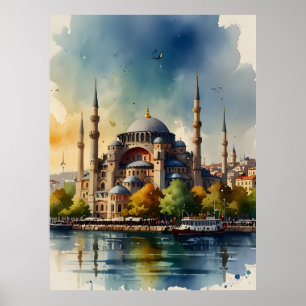 Istanbul Aquarellkunst Poster
