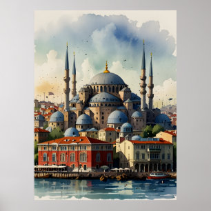 Istanbul Aquarellkunst Poster