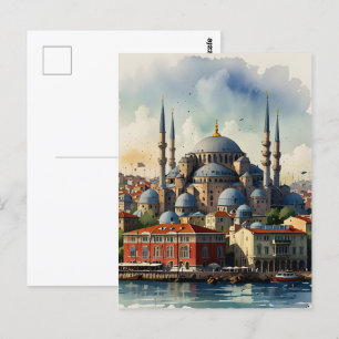 Istanbul Aquarellkunst Postkarte