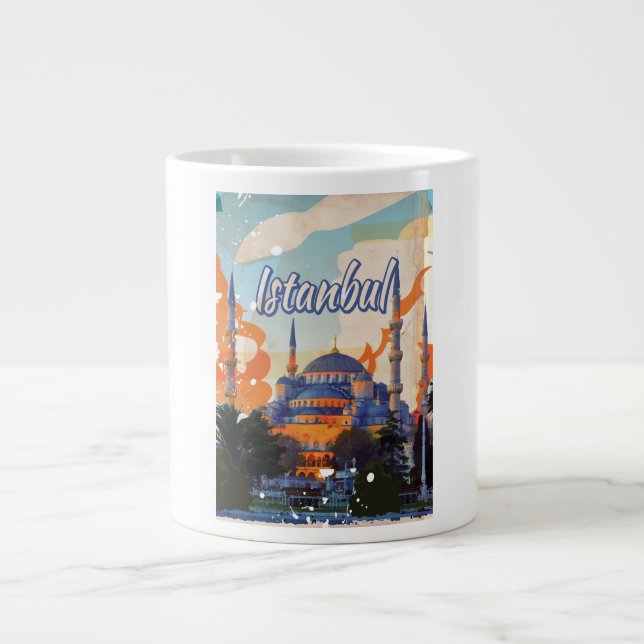 Istanbul Aya Sophia Moschee Vintage Reiseplakat Jumbo-Tasse (Vorderseite)