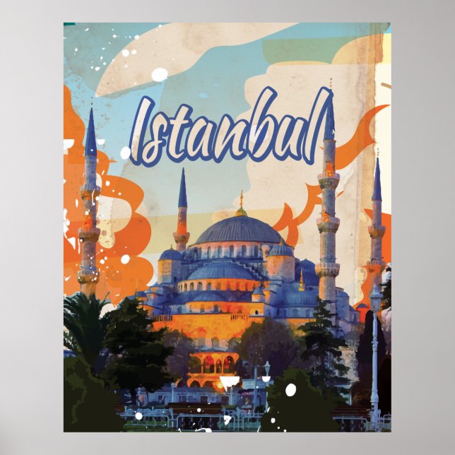 Istanbul Aya Sophia Moschee Vintage Reiseplakat Poster (Vorne)