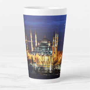 Istanbul Blaue Moschee Nachtansicht Premium Reise Milchtasse