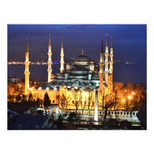 Istanbul Blaue Moschee Nachtkulisse Premium Reise Fotodruck