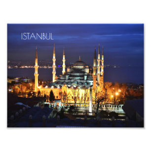 Istanbul Blaue Moschee Nachtszene Premium Reise Fotodruck