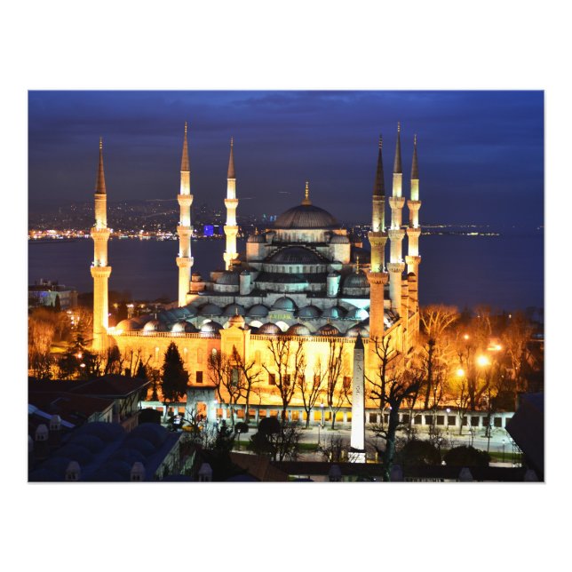 Istanbul Blue Mosque Night Scenery Premium Travel Fotodruck (Vorne)